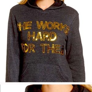 Bow & Drape She Works Hard for the Money Hoodie